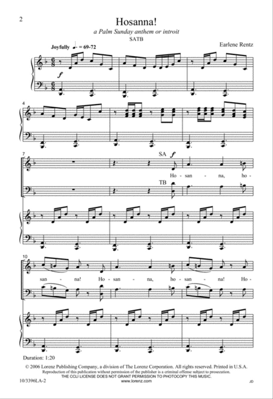Hosanna! 4-Part scores gallery preview page 2