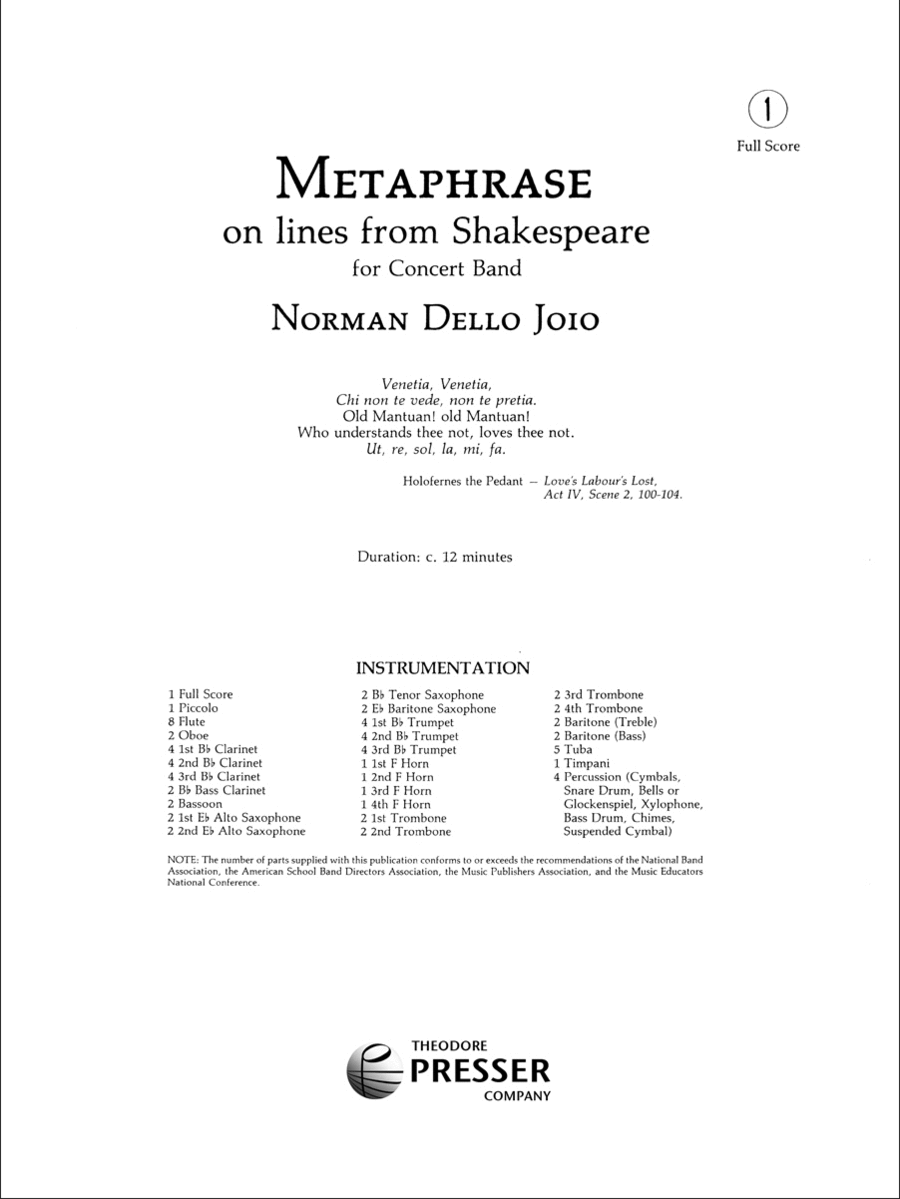 Metaphrase Concert Band scores gallery preview page 1