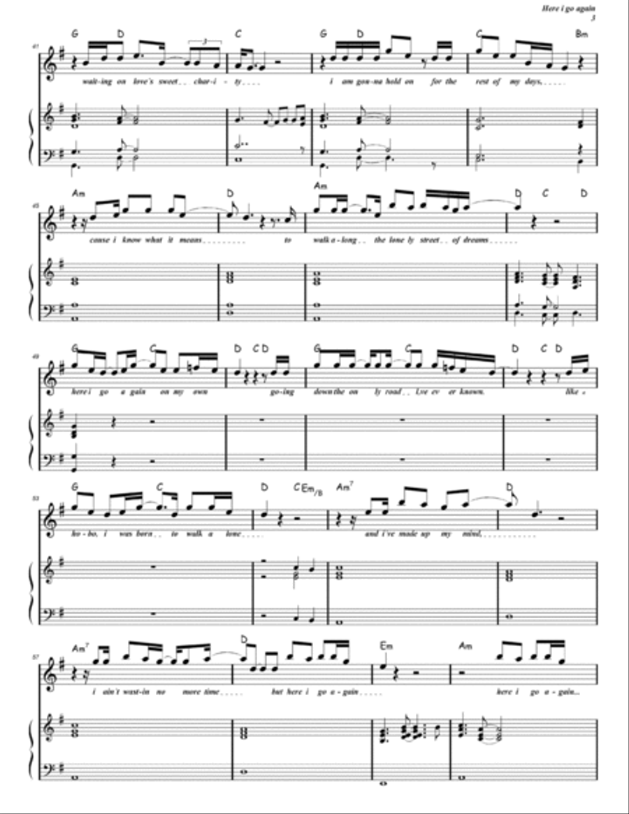 Here I Go Again Piano, Vocal, Guitar scores gallery preview page 3