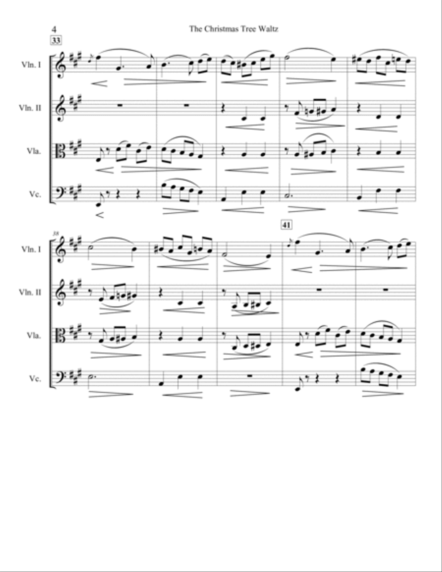 The Christmas Tree Waltz for String Quartet String Quartet scores gallery preview page 5