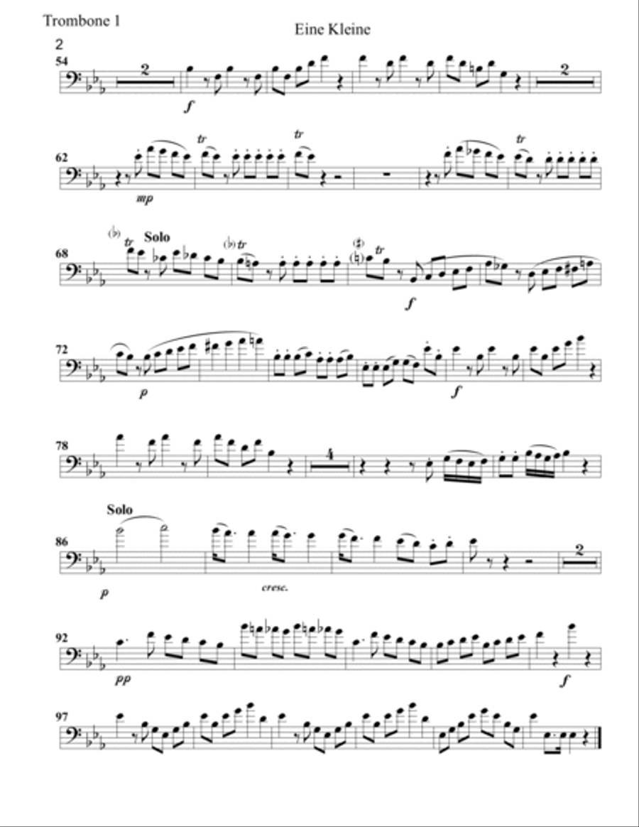 Low Brass-Eine kleine Nachtmusik-Set of Parts Low Brass-Eine kleine Nachtmusik-Set of Parts Brass Ensemble scores gallery preview page 2