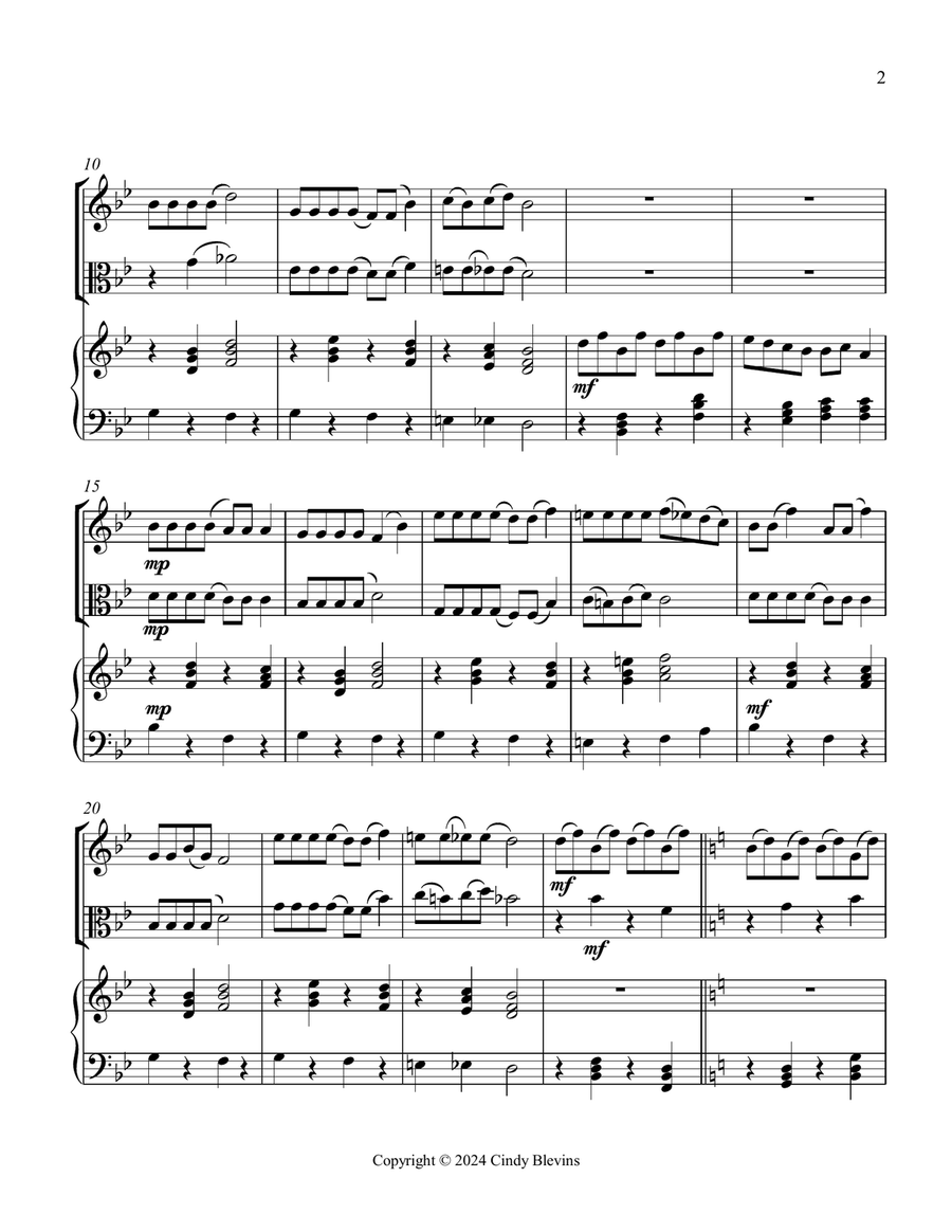 Jolly Old Saint Nicholas, for Violin, Viola and Piano Violin scores gallery preview page 3