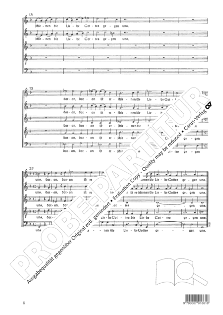 Thereby is revealed unto us the glory of God's favor (Daran ist erschienen die Liebe Gottes) SSATB scores gallery preview page 9