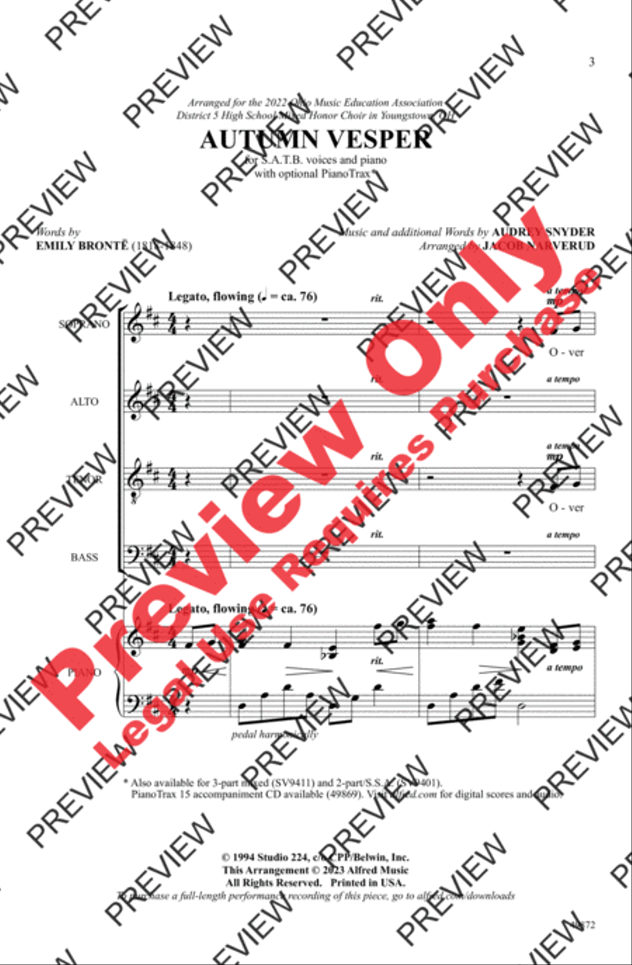 Autumn Vesper 4-Part scores gallery preview page 3