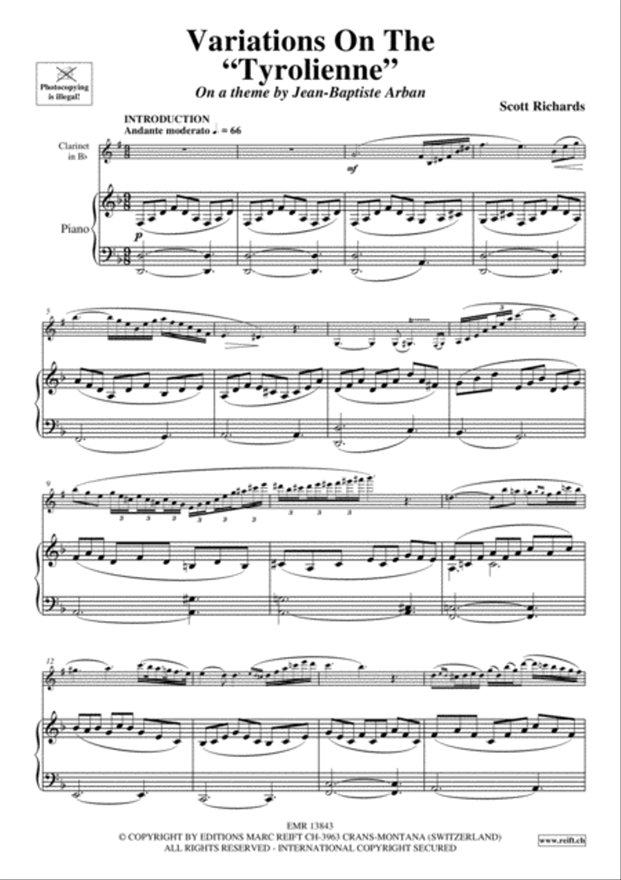 Variations On The Tyrolienne Clarinet Solo scores gallery preview page 3
