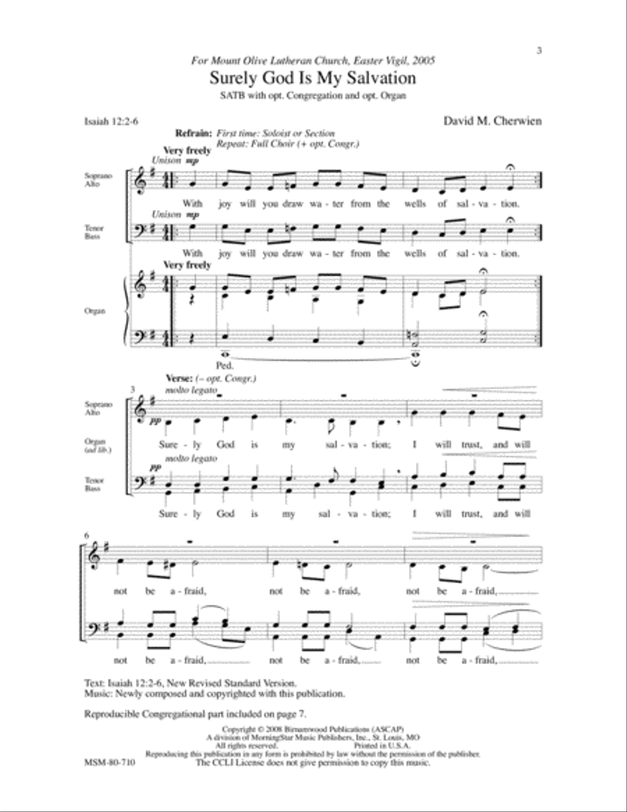 Surely God Is My Salvation 4-Part scores gallery preview page 2