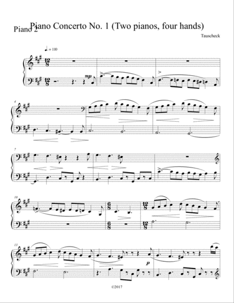 (Four hand arrangement) Piano Concerto No. I; Piano 2, Mov I Piano Solo scores gallery preview page 1