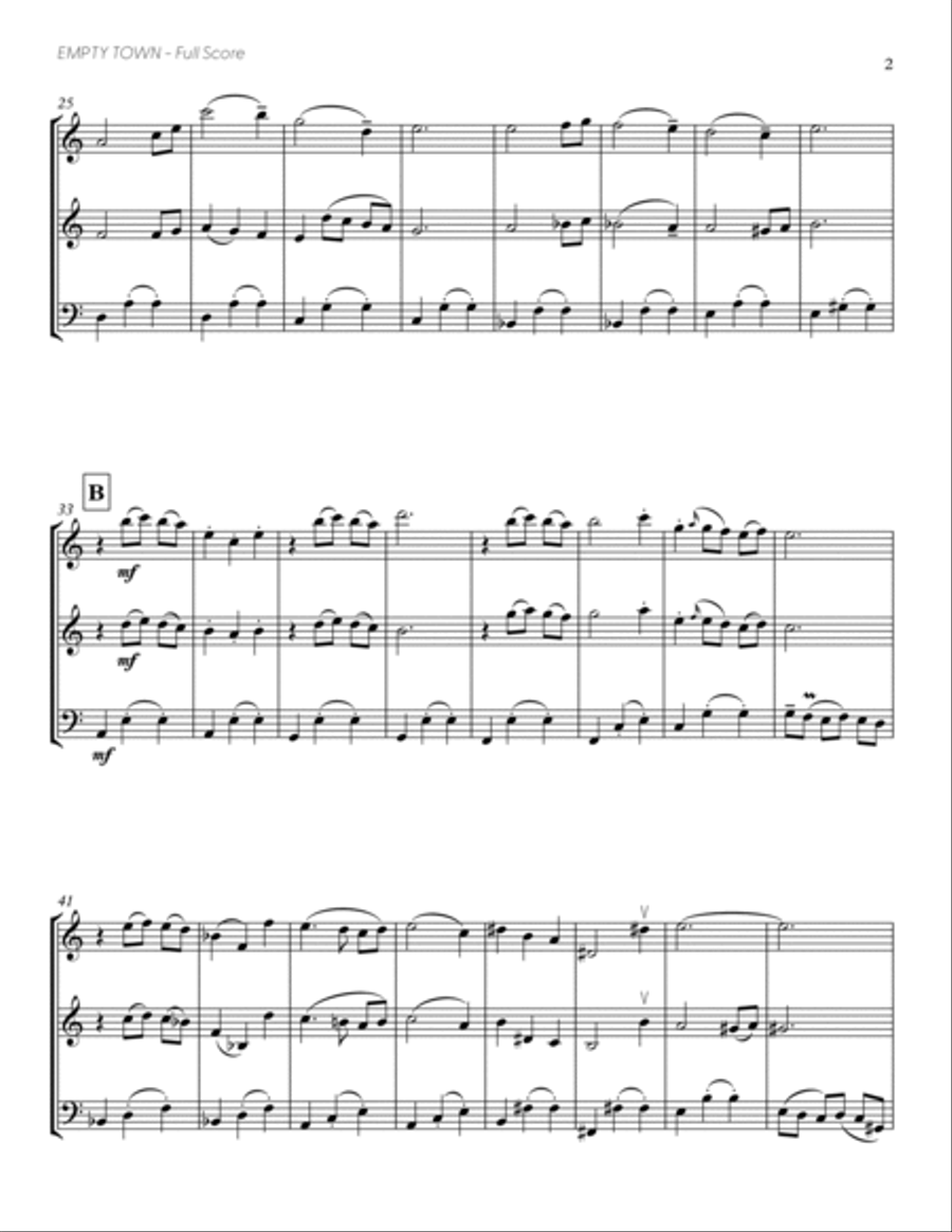 Empty Town (from DELTARUNE) (Trio for Two Violins and Cello) String Trio scores gallery preview page 3