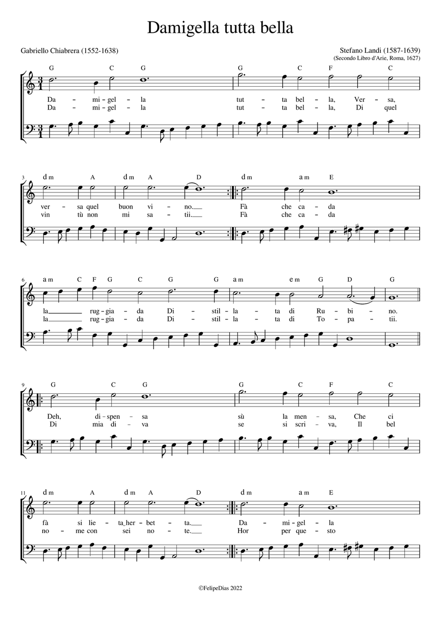 Damigella tutta bella Damigella tutta bella Voice Solo scores gallery preview page 1
