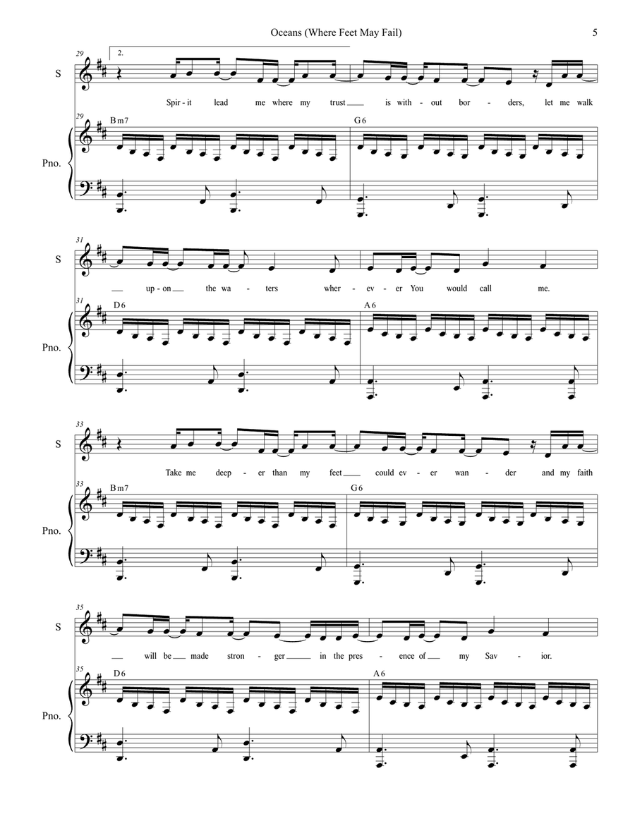 Oceans (Where Feet May Fail) Vocal Duet scores gallery preview page 5