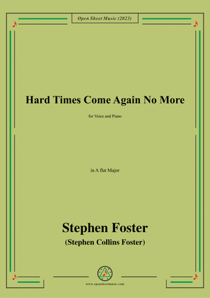 Book cover for S. Foster-Hard Times Come Again No More,in A flat Major