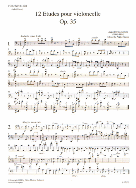 12 Etüden op. 35 (Violoncello II ad lib.)