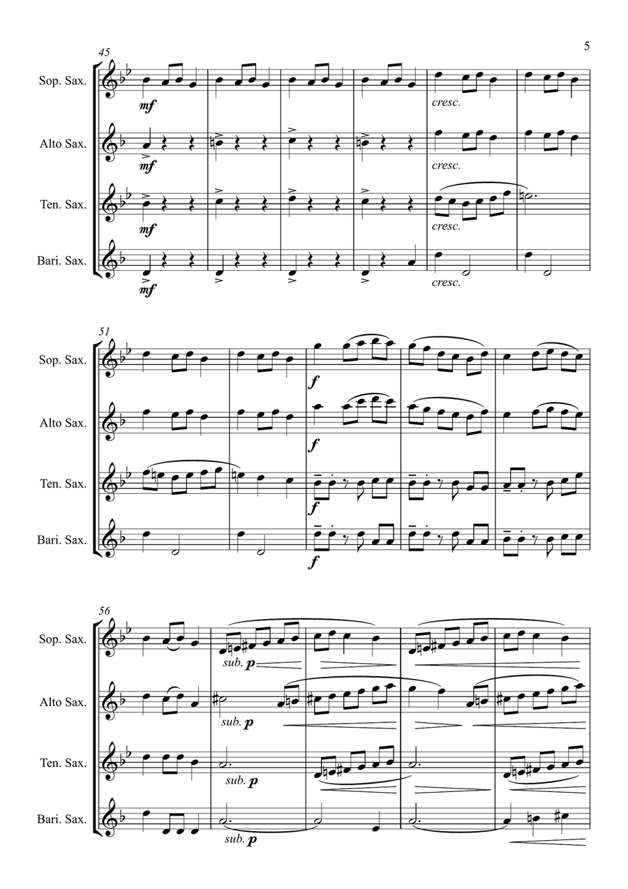 Fantasia on the Ukrainian Bell Carol - for Saxophone Quartet Saxophone Quartet scores gallery preview page 5
