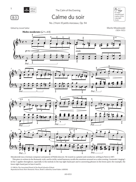 Calme du soir (Grade 7, list B3, from the ABRSM Piano Syllabus 2023 & 2024)
