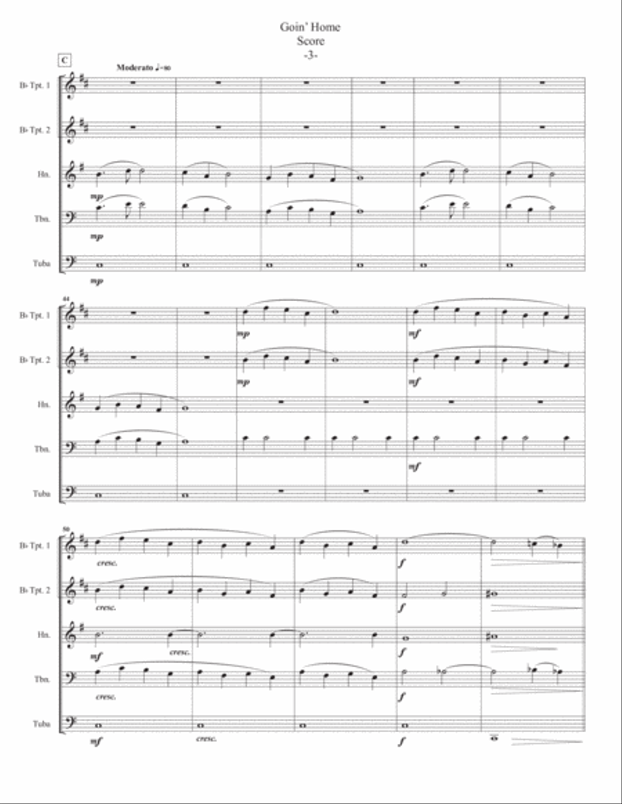 Goin' Home For Brass Quintet Brass Quintet scores gallery preview page 5