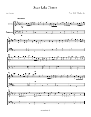 the swan lake theme sheet music for beginners violin and bassoon
