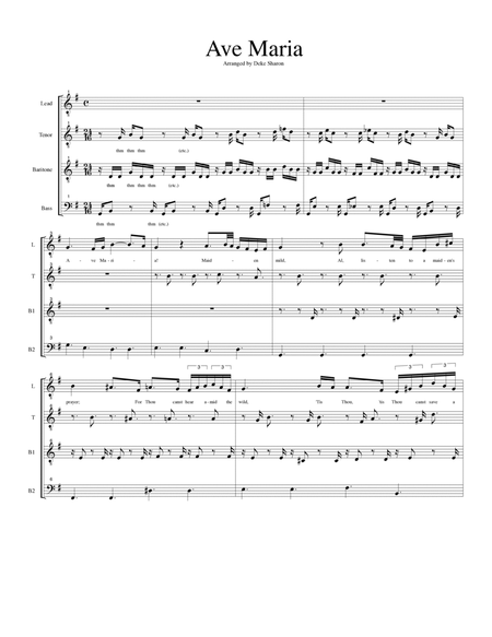 Ave Maria by Franz Schubert TTBB - Digital Sheet Music