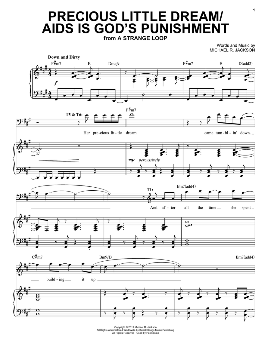 Precious Little Dream / AIDS Is God's Punishment (from A Strange Loop) Voice scores gallery preview page 1