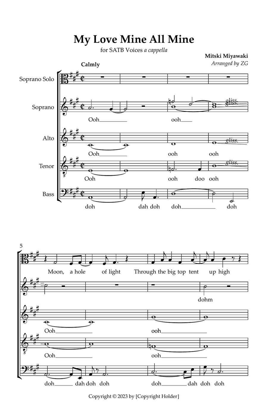 My Love Mine All Mine 4-Part scores gallery preview page 1