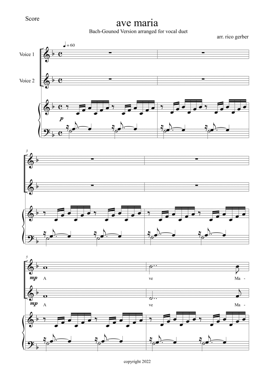 Ave Maria Vocal Duet scores gallery preview page 1