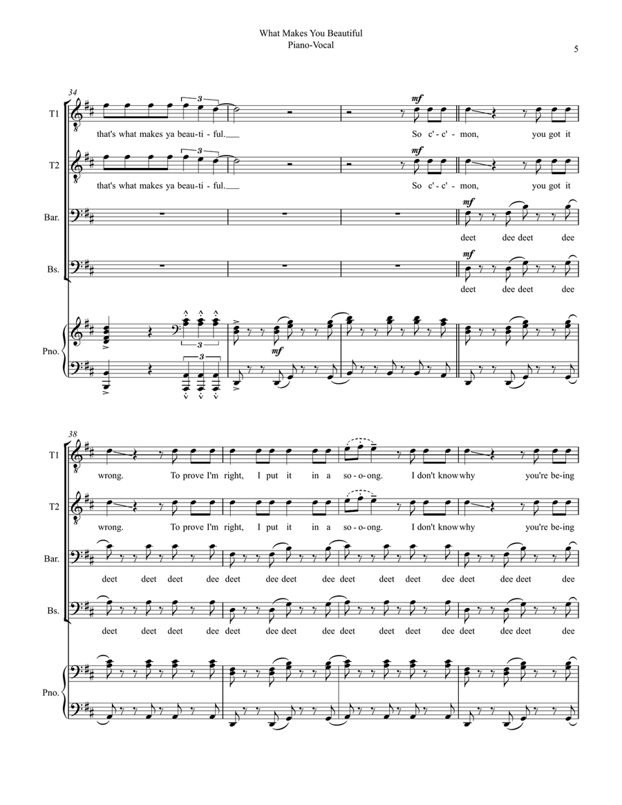 What Makes You Beautiful TTBB scores gallery preview page 5