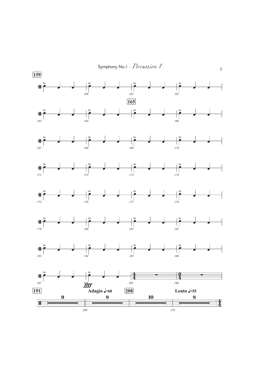Symphony No. 1 (1st Percussion) Percussion scores gallery preview page 5
