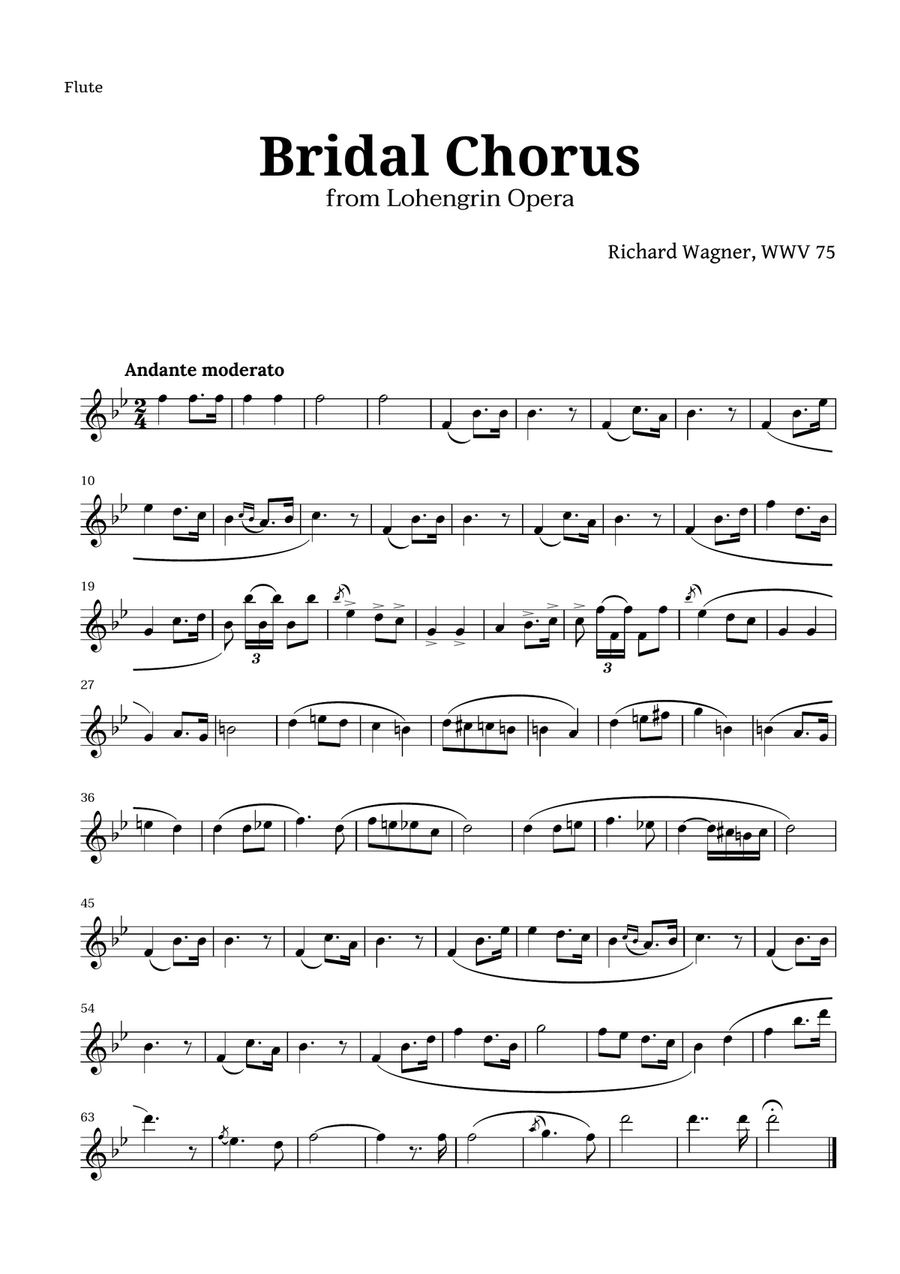 Bridal Chorus by Wagner for Woodwind Quintet and Piano Woodwind Quintet scores gallery preview page 3