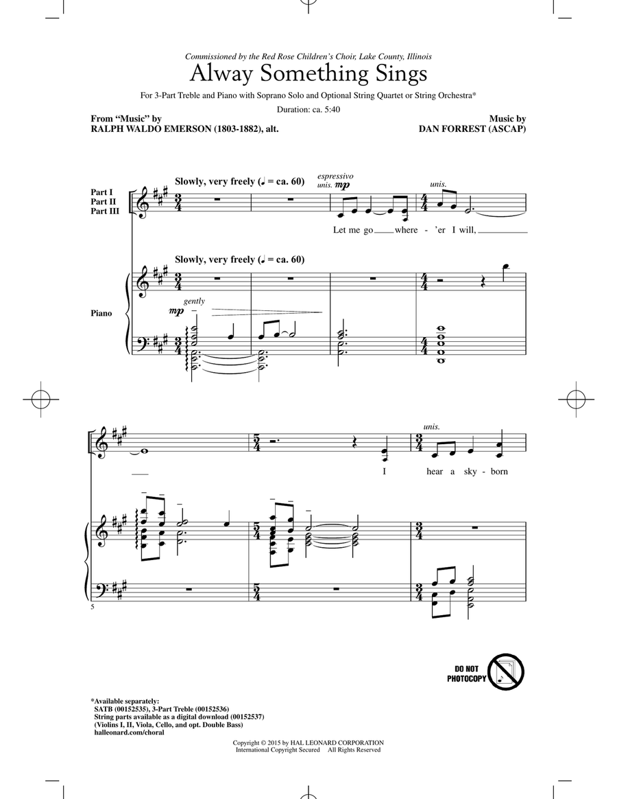 Alway Something Sings 3-Part scores gallery preview page 1