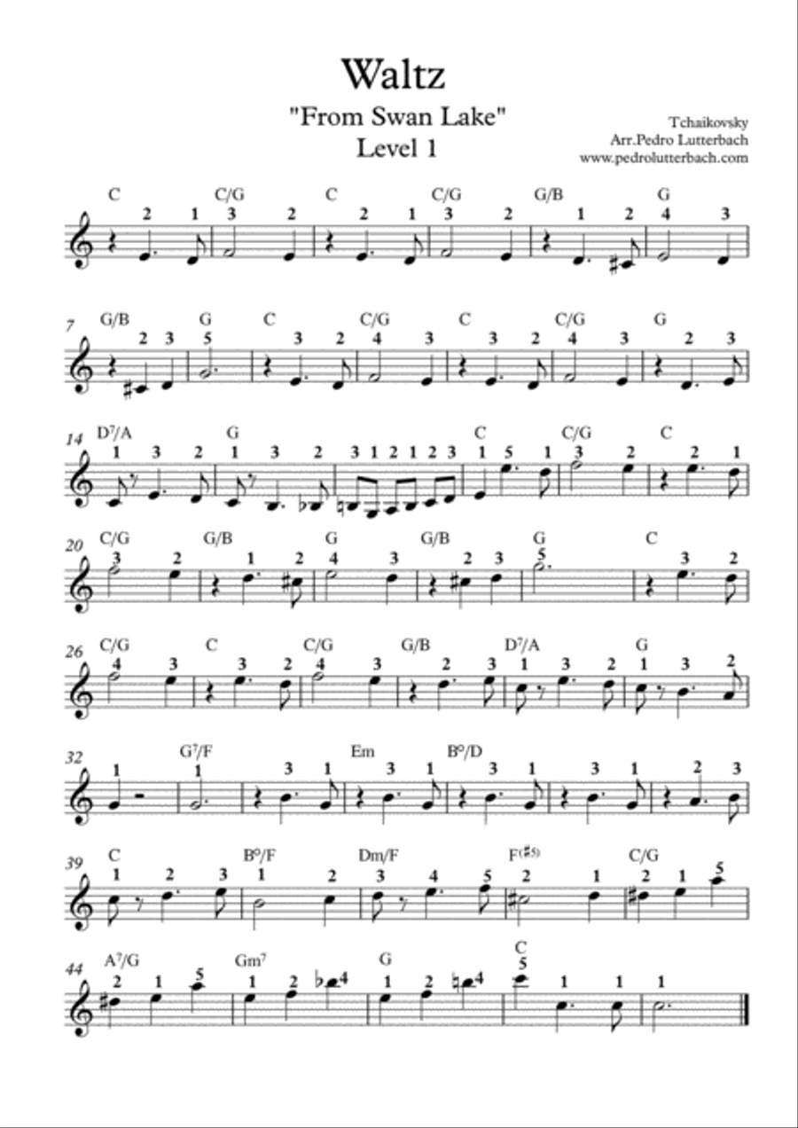 Swan Lake's Waltz Easy Piano scores gallery preview page 1