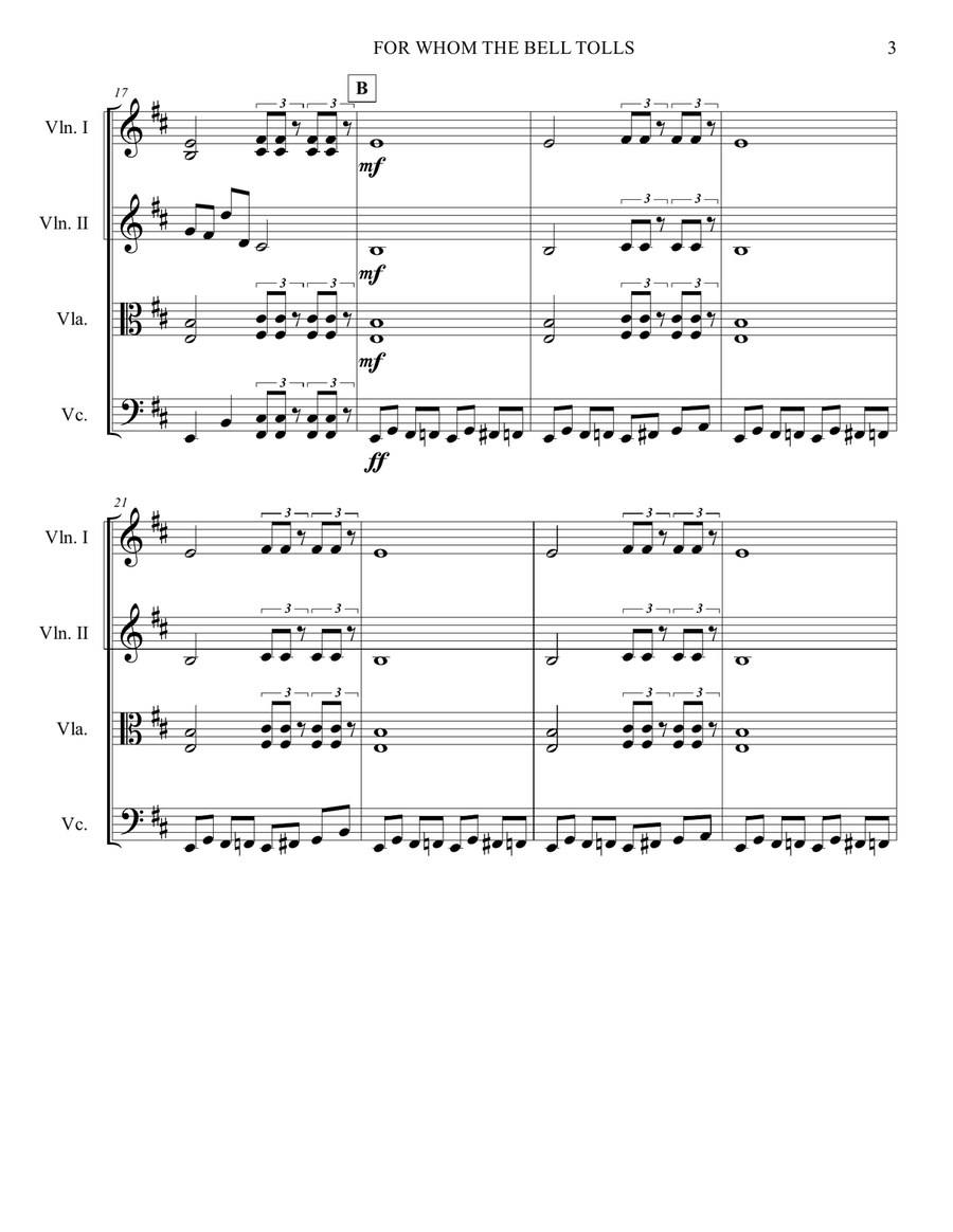 For Whom The Bell Tolls String Quartet scores gallery preview page 3