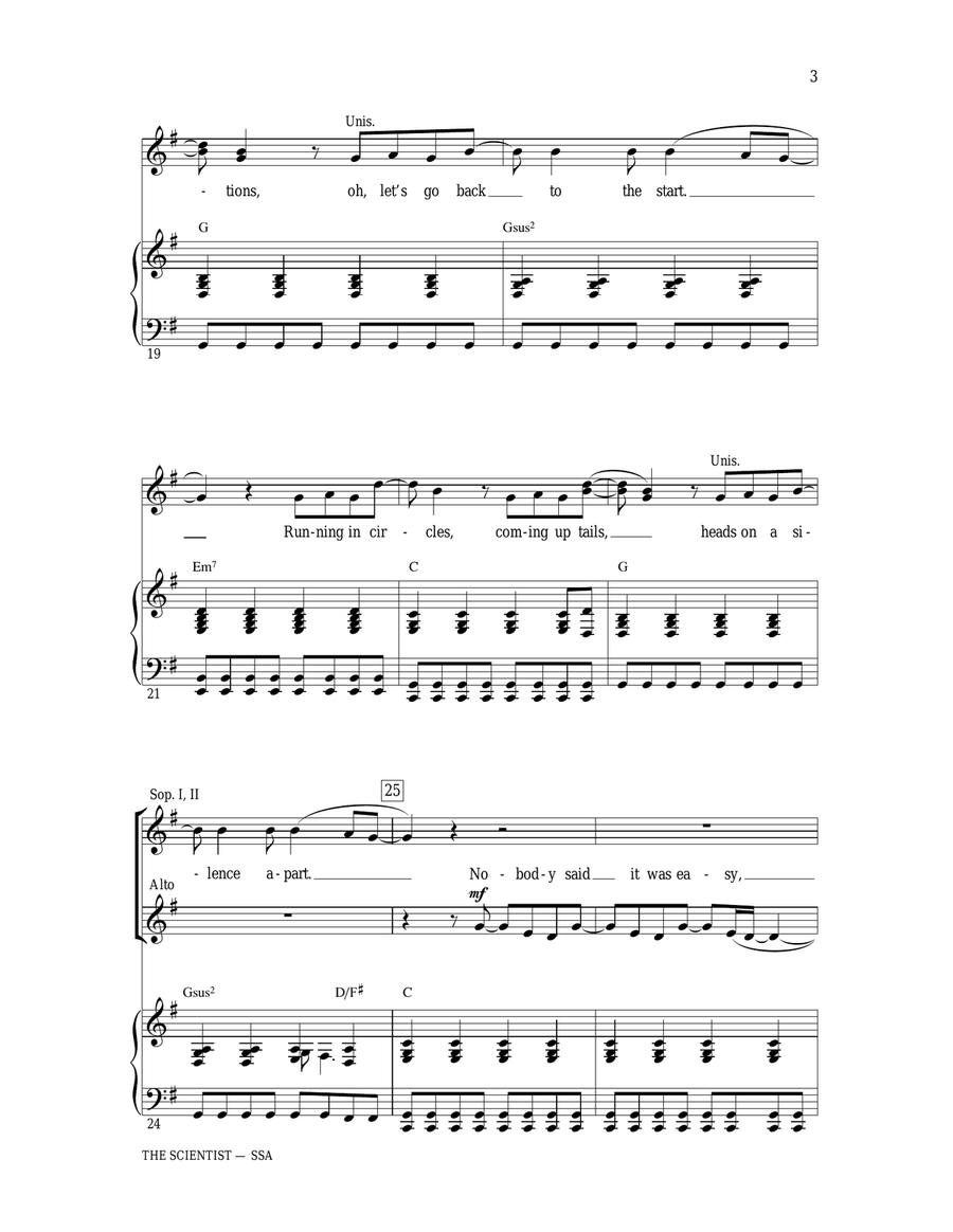 The Scientist (arr. Ed Lojeski) SSA scores gallery preview page 3