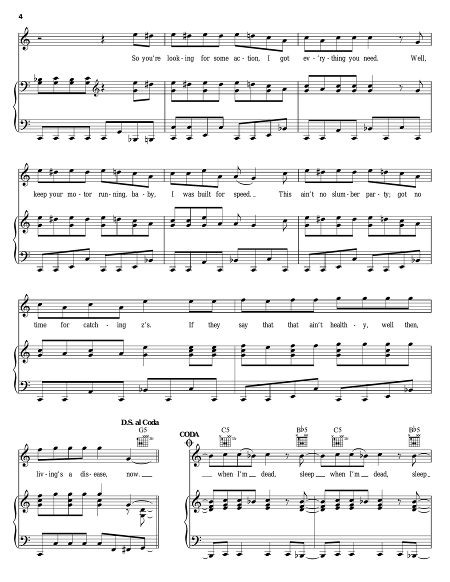 I'll Sleep When I'm Dead Piano, Vocal, Guitar scores gallery preview page 4