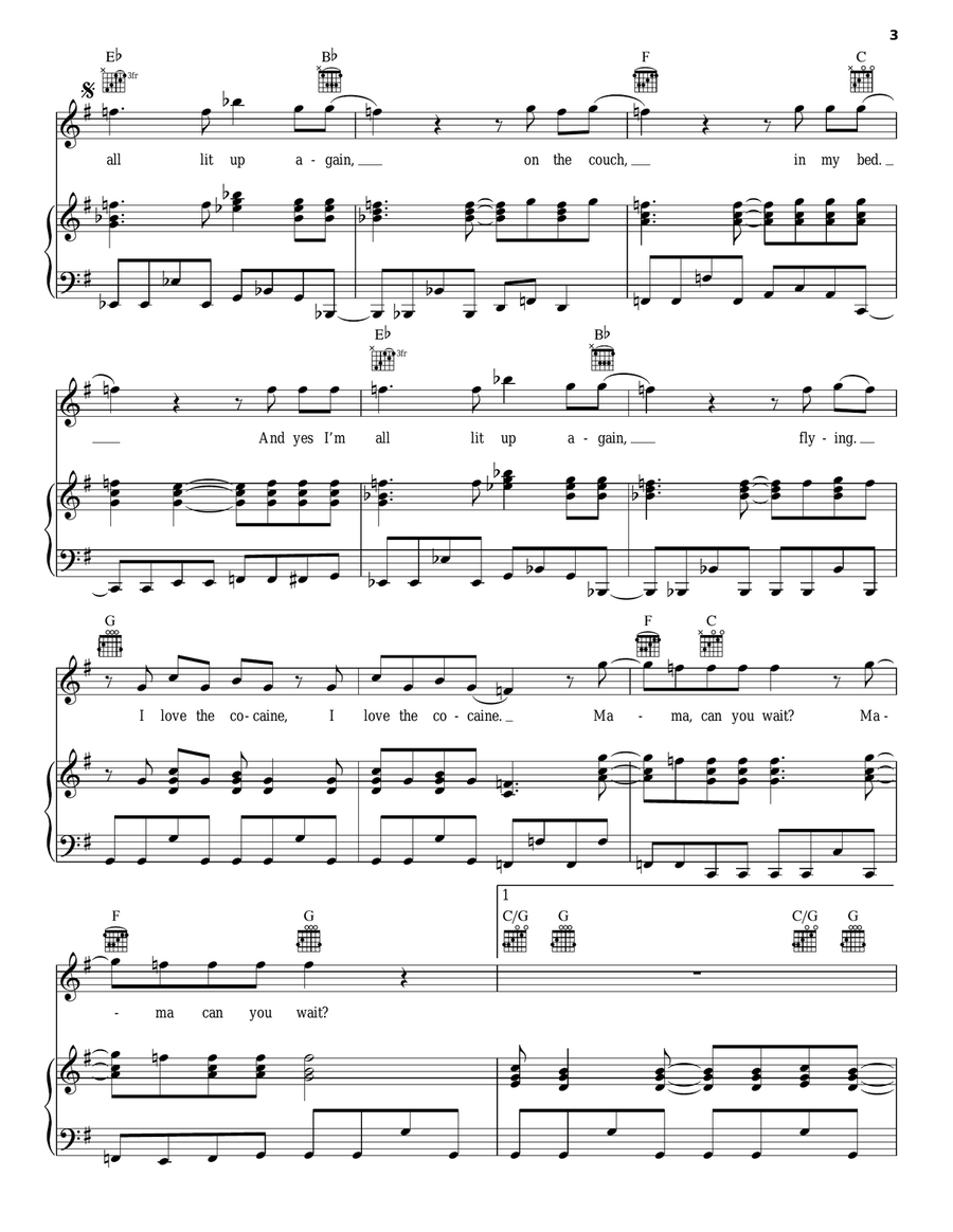 Lit Up Piano, Vocal, Guitar scores gallery preview page 3
