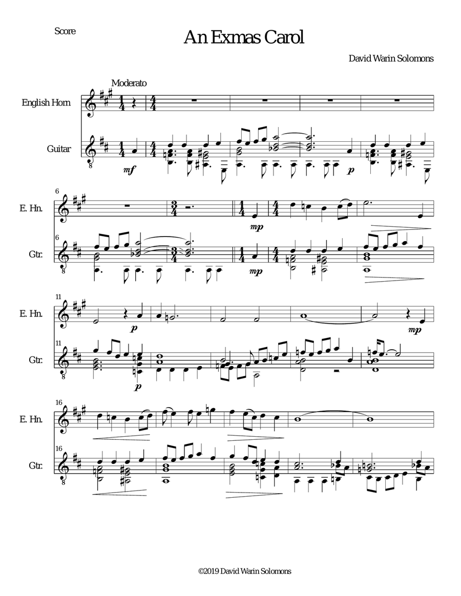 An Exmas Carol for cor anglais and guitar English Horn scores gallery preview page 1