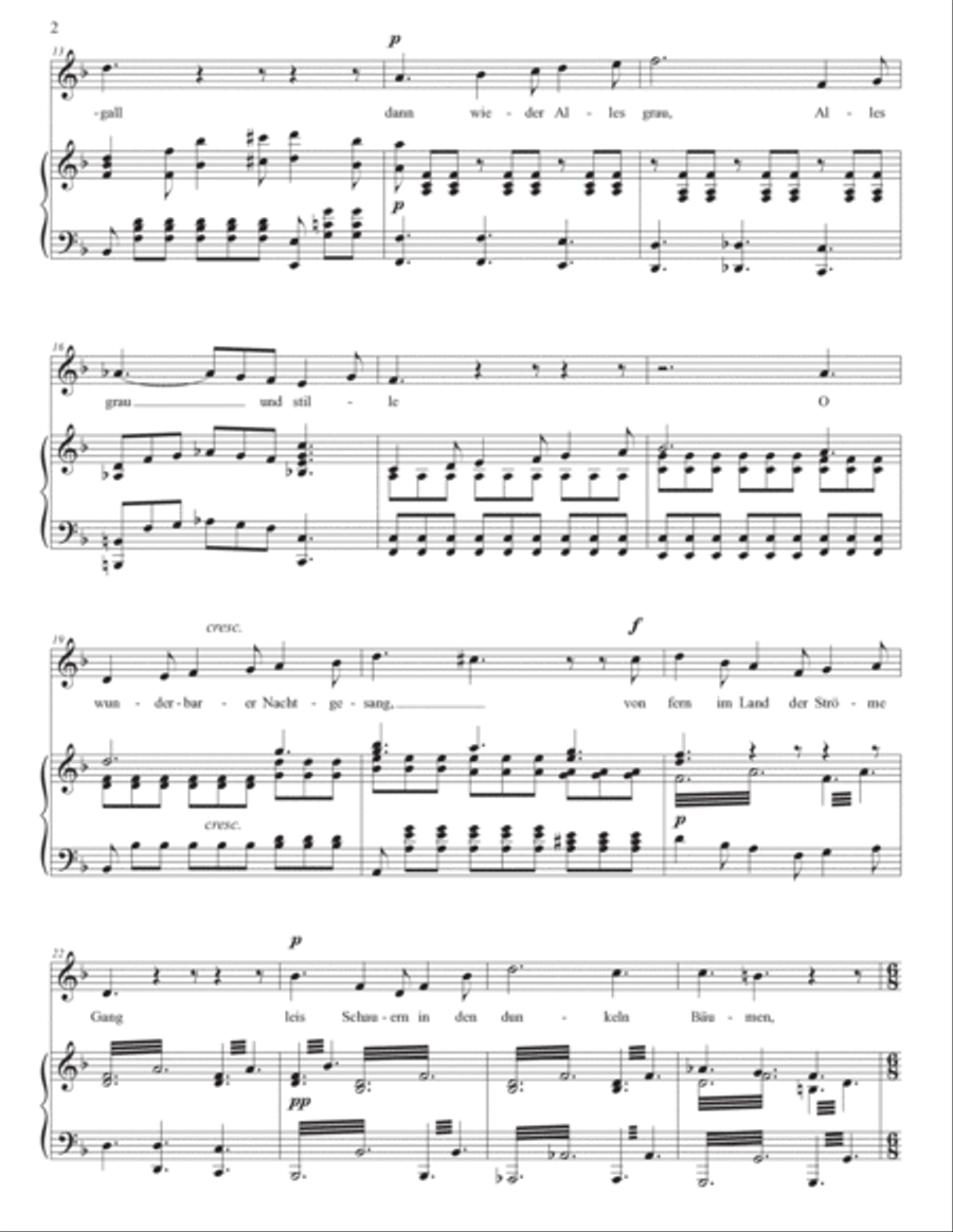 HENSEL: Nachtwanderer, Op. 7 no. 1 (transposed to F major and E major) Piano, Vocal scores gallery preview page 3