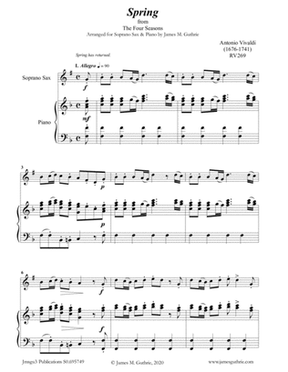 Vivaldi: Spring from the Four Seasons for Soprano Sax & Piano