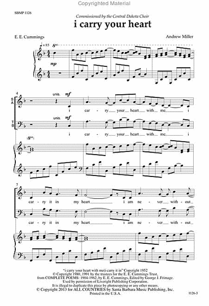 i carry your heart - SATB/SAB Octavo image number null