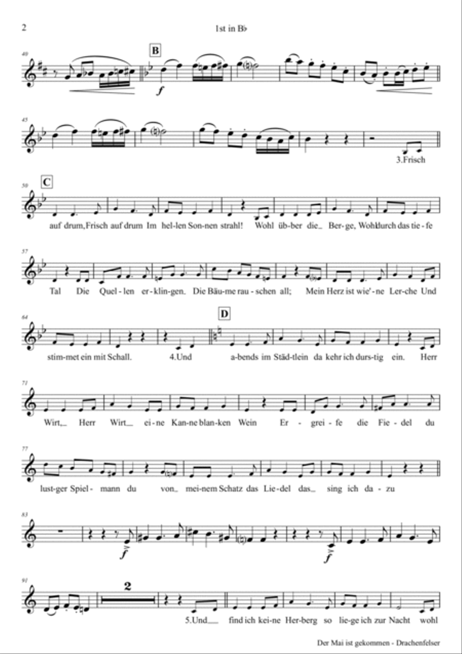 Der Mai ist gekommen - Quartet – Bavarian style – bugle, baritone horn, tuba, accordion Baritone Horn scores gallery preview page 6