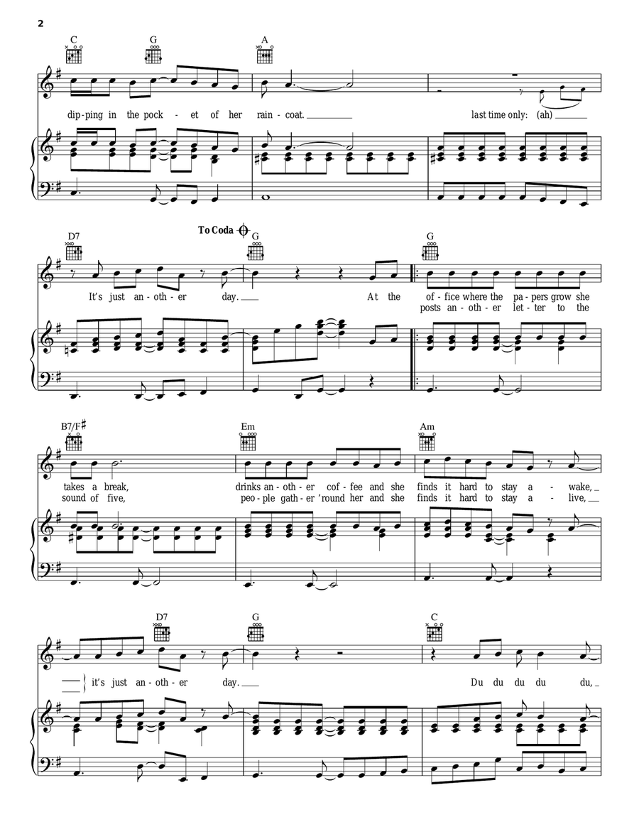 Another Day Another Day Piano, Vocal, Guitar scores gallery preview page 2