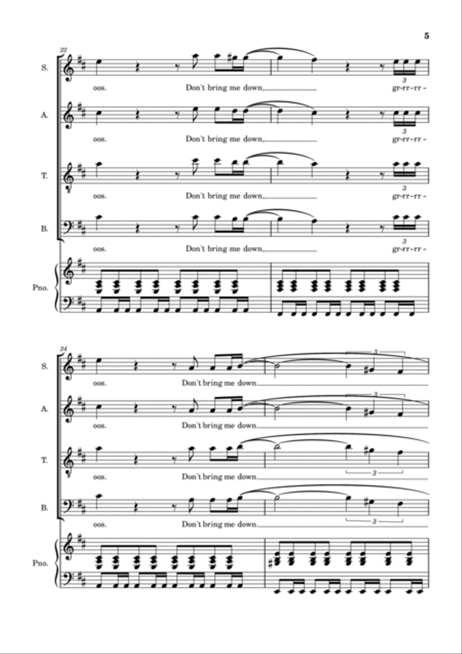 Don't Bring Me Down Don't Bring Me Down 4-Part scores gallery preview page 6