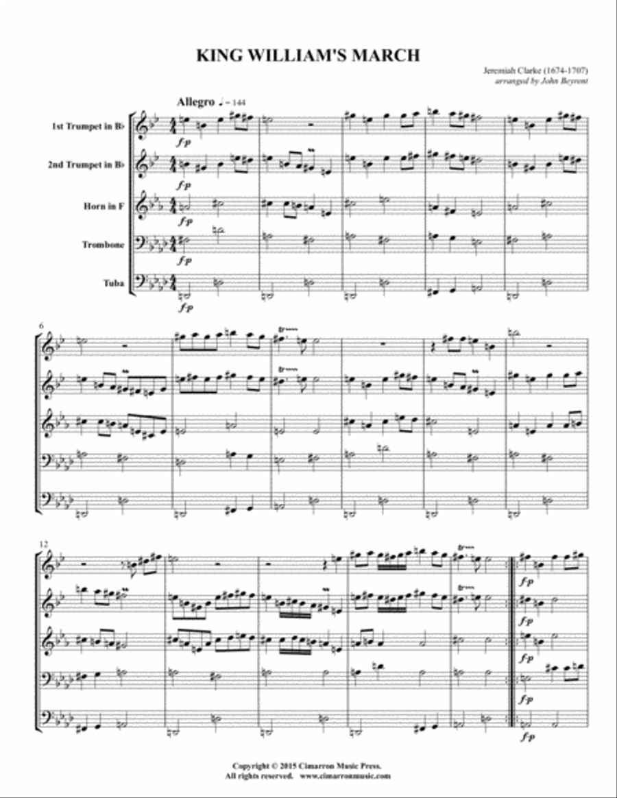 King William's March Brass Quintet scores gallery preview page 2