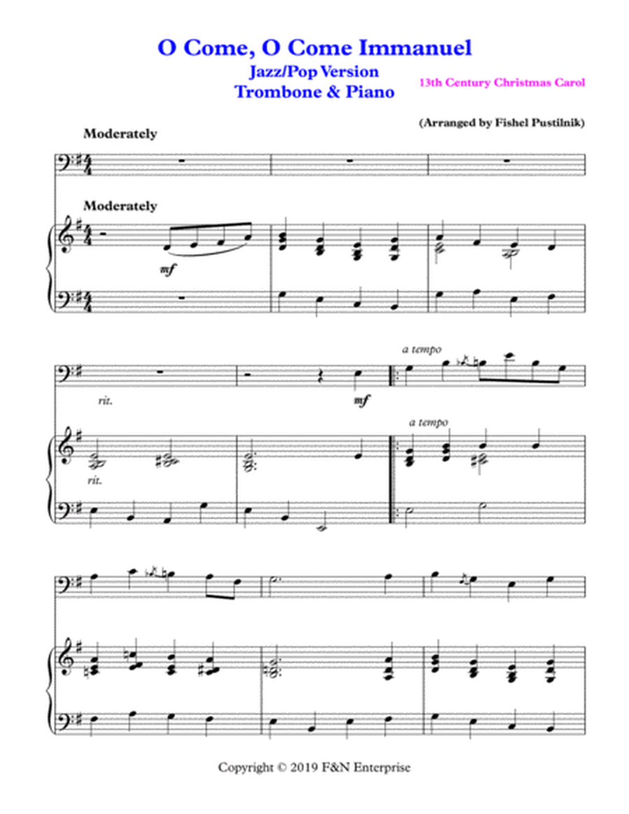 "O Come, O Come Immanuel"-Piano Background for Trombone and Piano-Video image number null