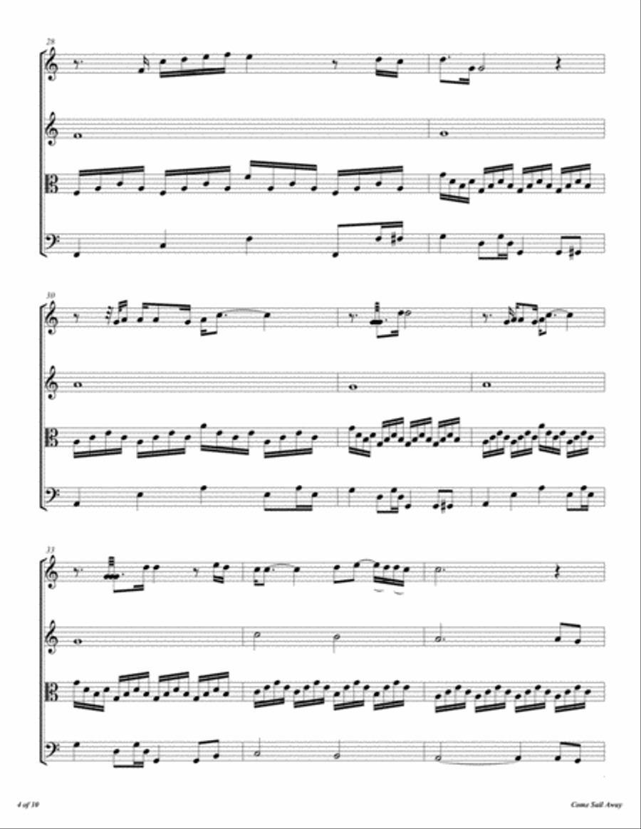 Come Sail Away String Quartet scores gallery preview page 5