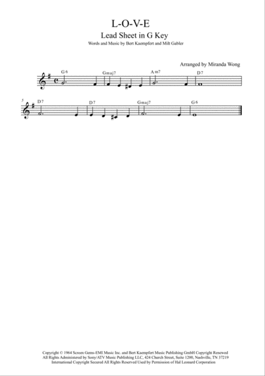 L-O-V-E L-O-V-E Piano, Vocal, Guitar scores gallery preview page 1