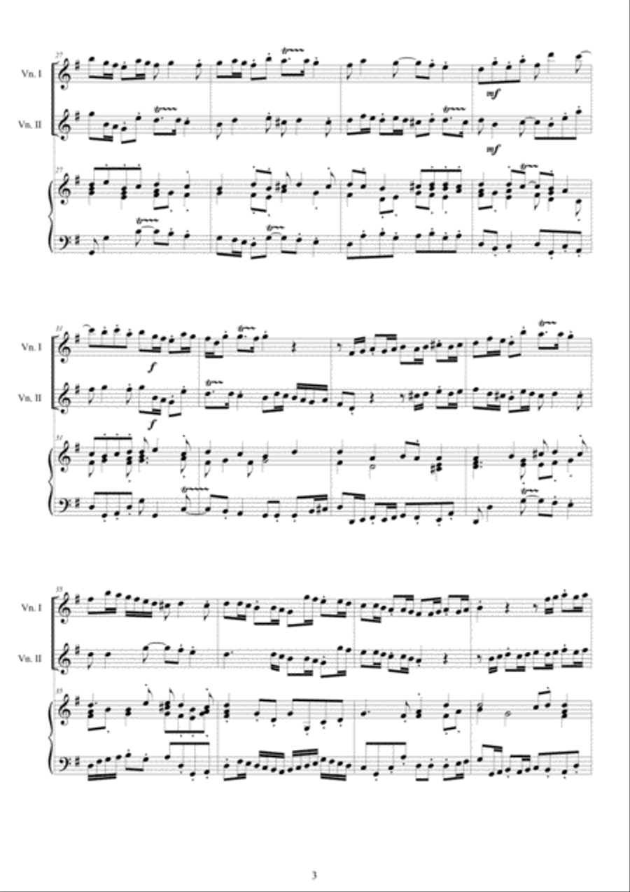 Albinoni - Trio Sonata No.7 in G major Op.1 for Two Violins and Cembalo or Piano Violin scores gallery preview page 3