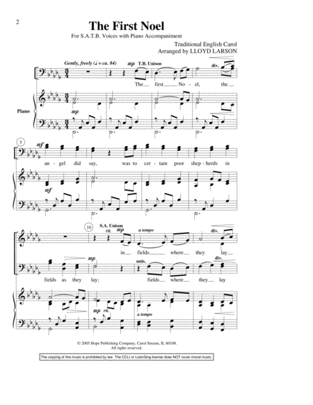 The First Noel by Lloyd Larson 4-Part - Sheet Music