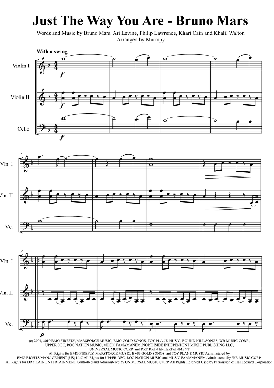 Just The Way You Are String Trio scores gallery preview page 1