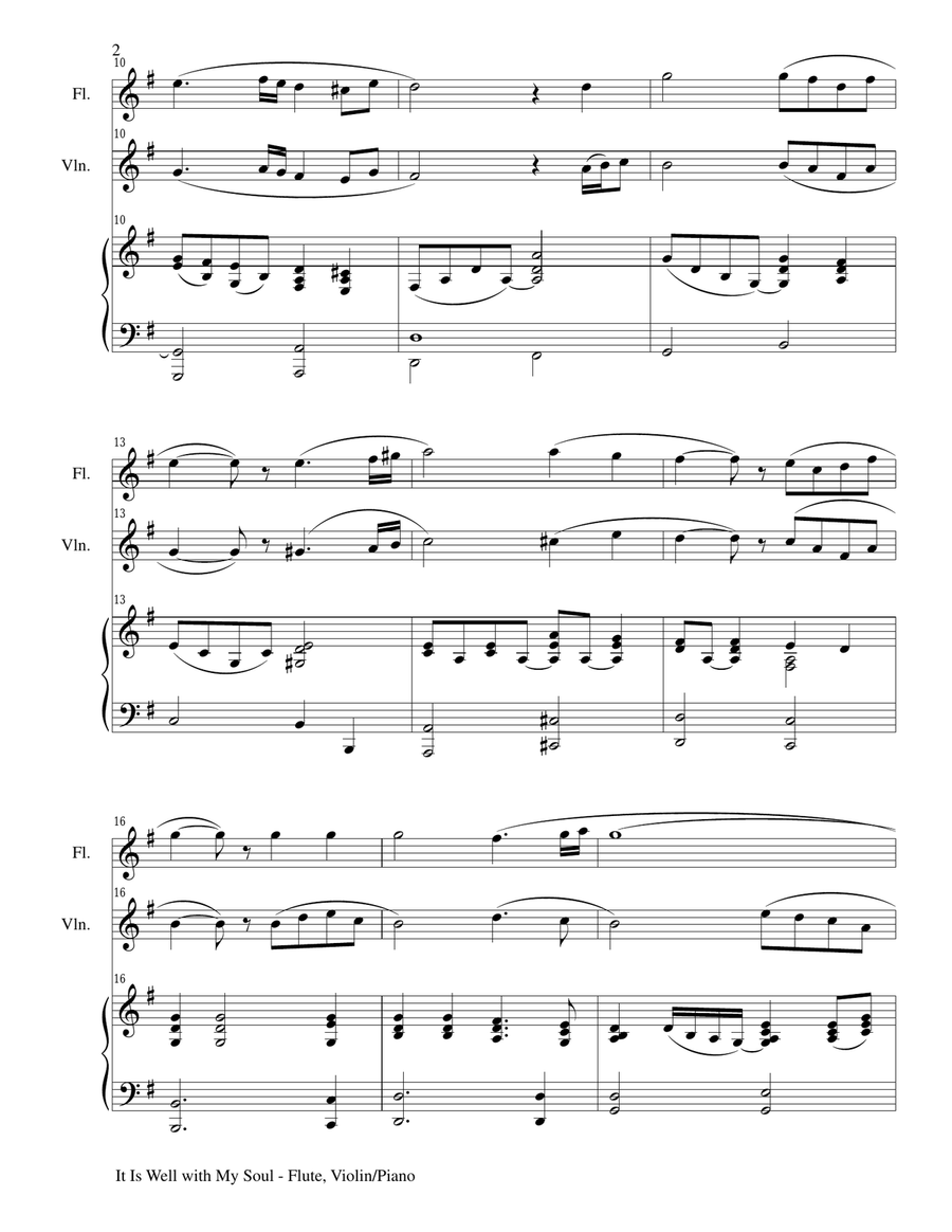 IT IS WELL WITH MY SOUL (Trio - Flute, Violin, Piano with Score and Parts) Small Ensemble scores gallery preview page 2