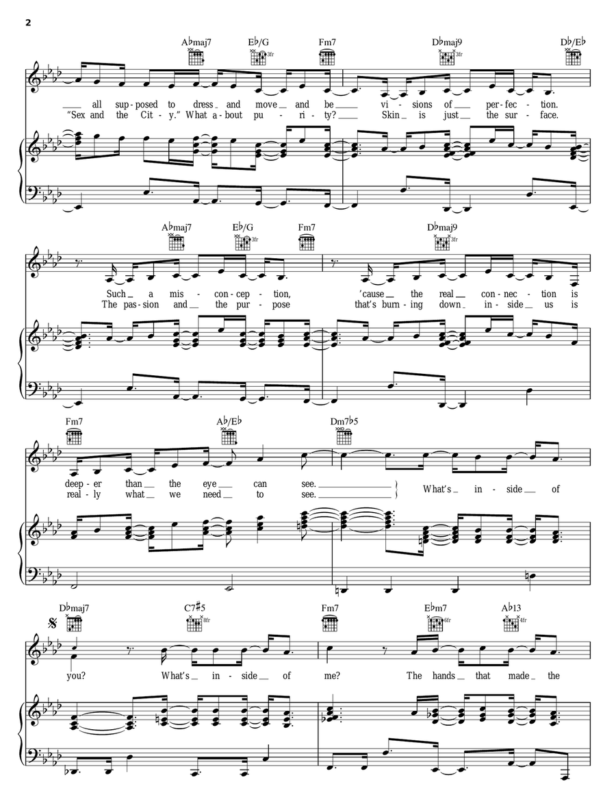 True Beauty True Beauty Piano, Vocal, Guitar scores gallery preview page 2