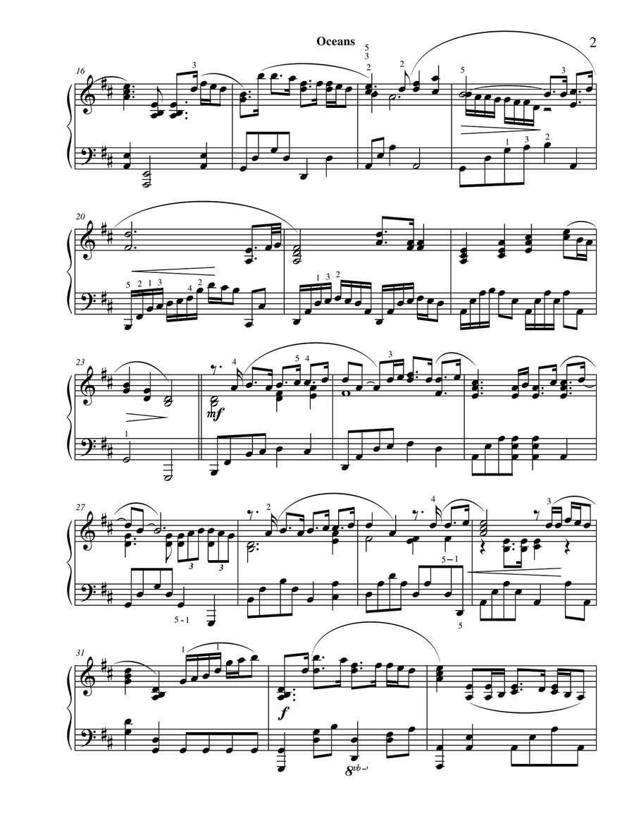 Oceans (Where Feet May Fail) Piano Solo scores gallery preview page 3